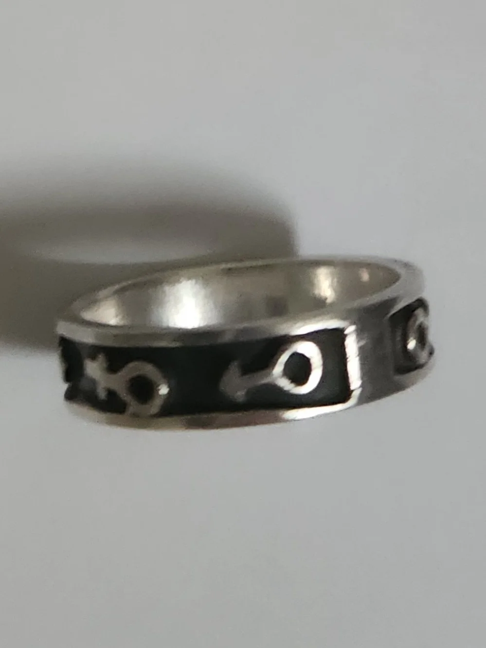 925 Sterling Silver Vintage Mexico Gender Symbols Band Ring Size 6. 25